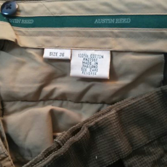 Austin Reed Olive Green Pebbled Cotton Pants 36 - 30.5 - Picture 6 of 16